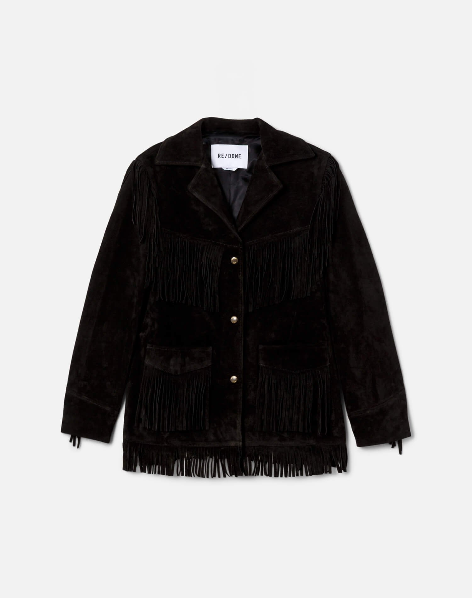 Suede Fringe Jacket - Black