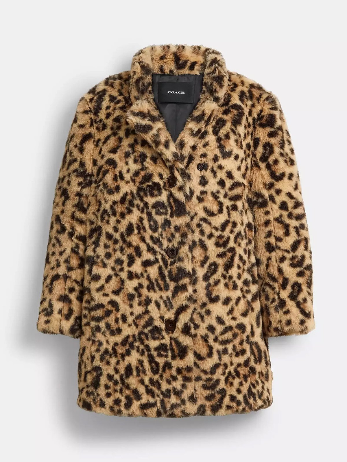 Leopard Print Faux Fur Coat in Recycled Polyester