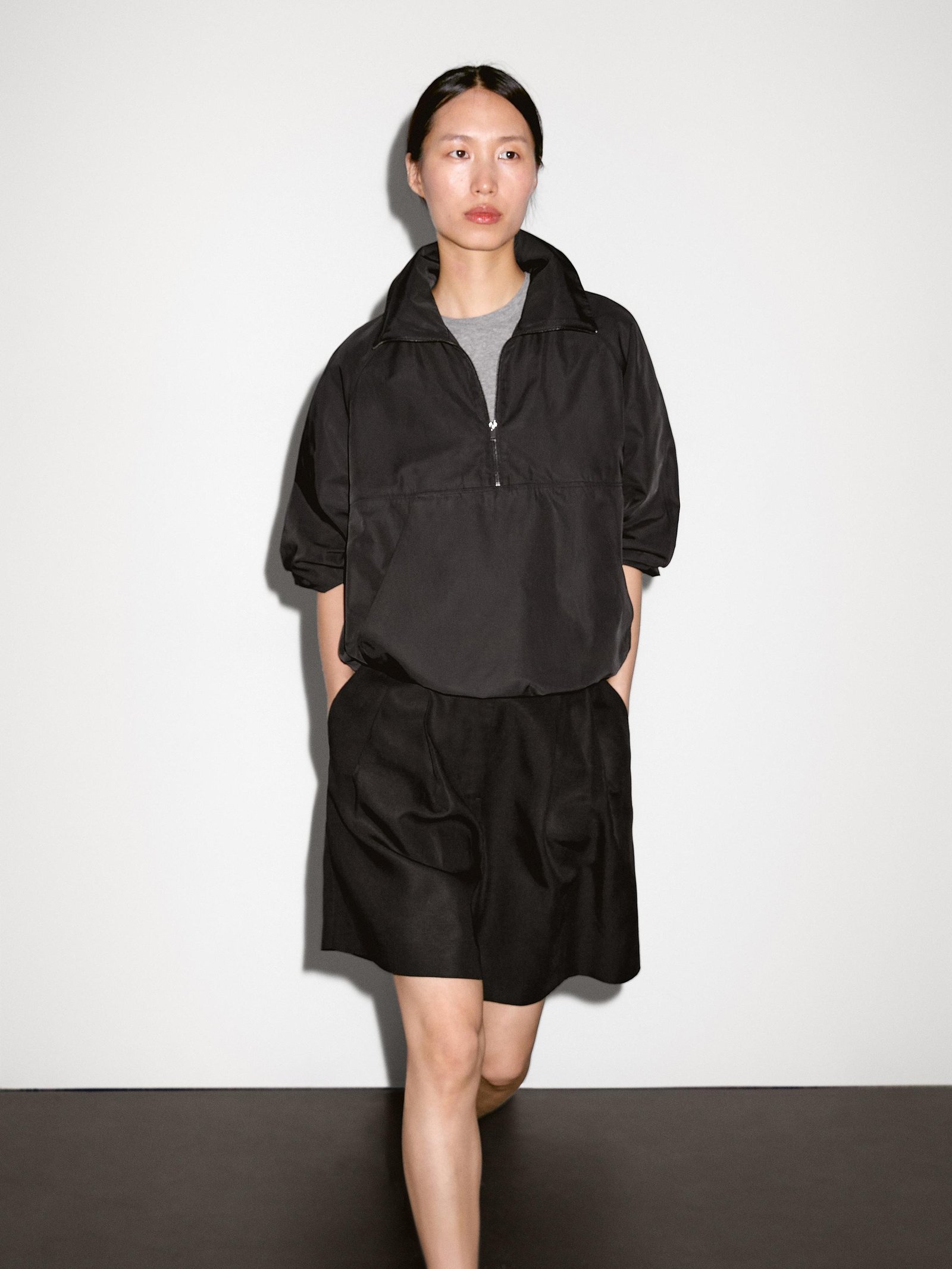 massimodutti, Technical fabric sweatshirt with zip detail