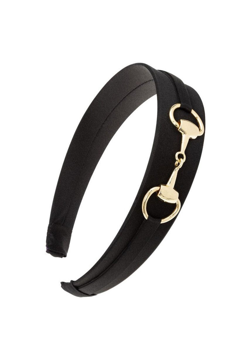 France Luxe Bit Headband in Black Silk Charmeuse