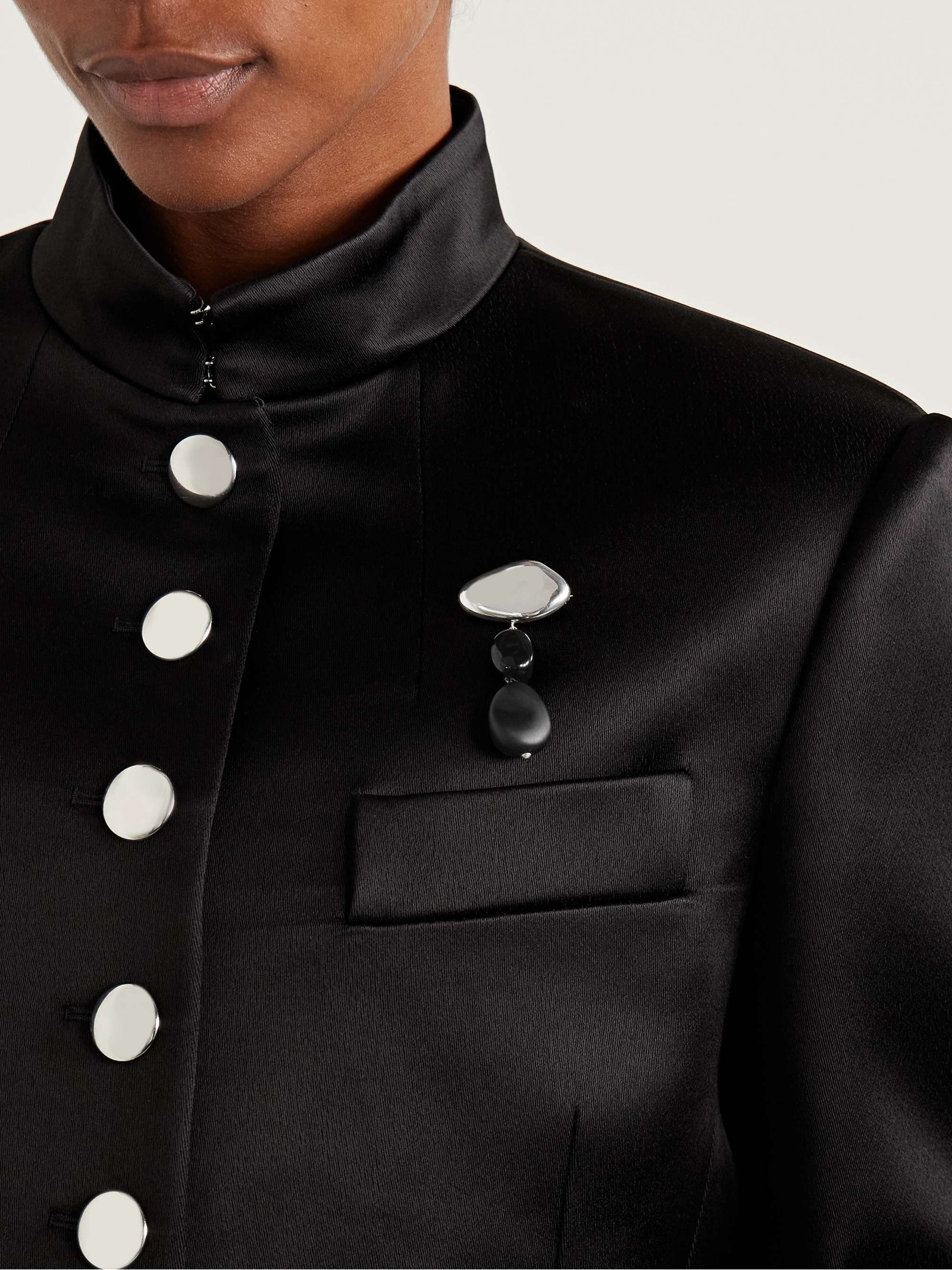 Tess Sterling Silver Onyx Brooch