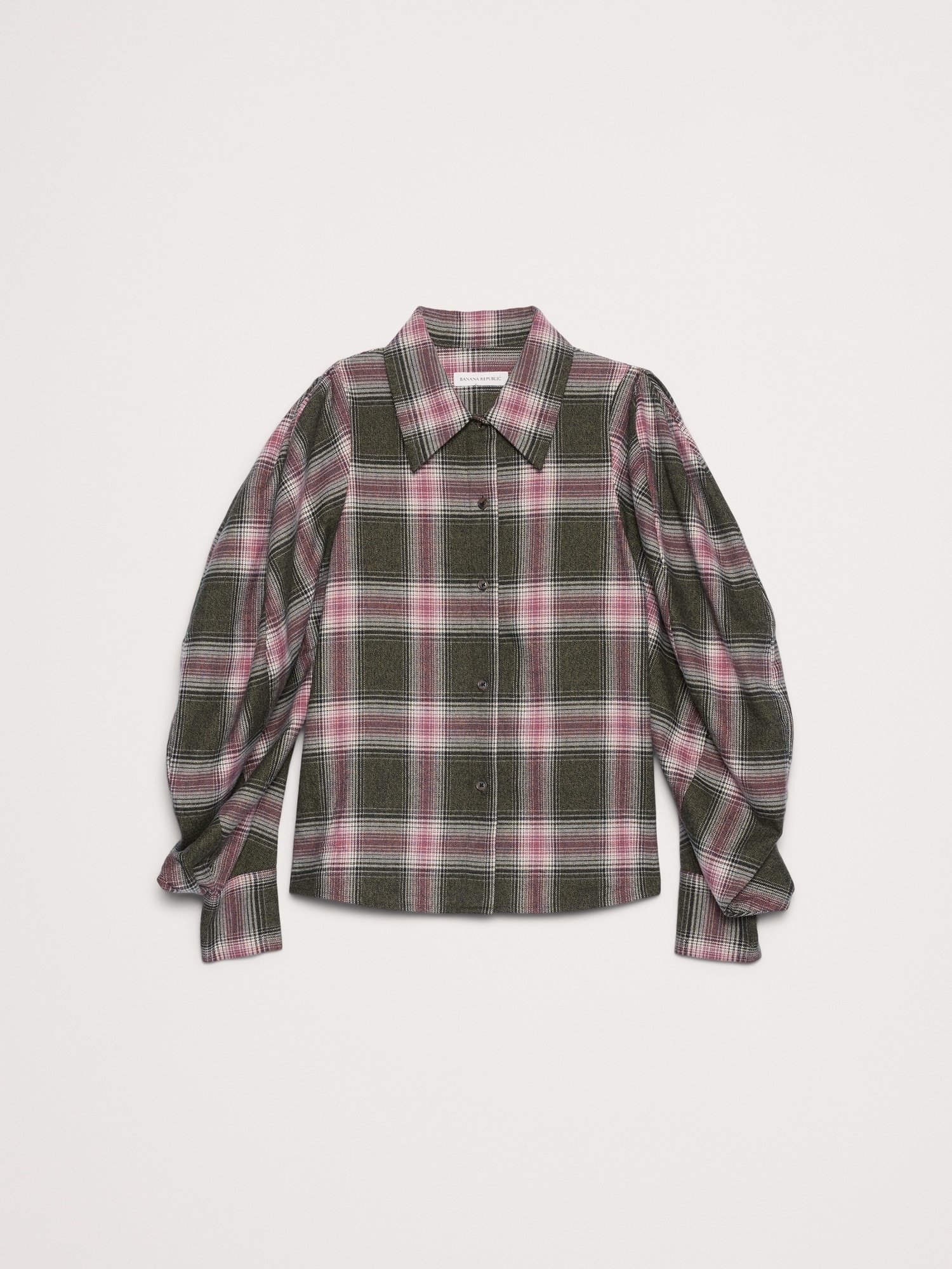 Flannel Volume-Sleeve Shirt