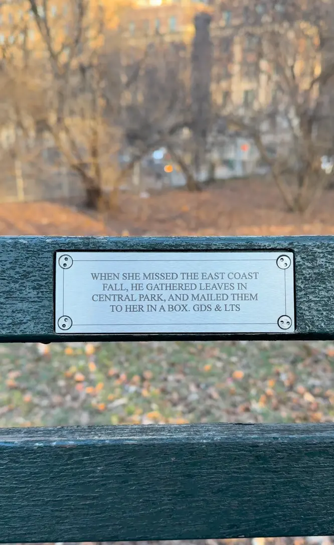 Plaque on Central Park Bench