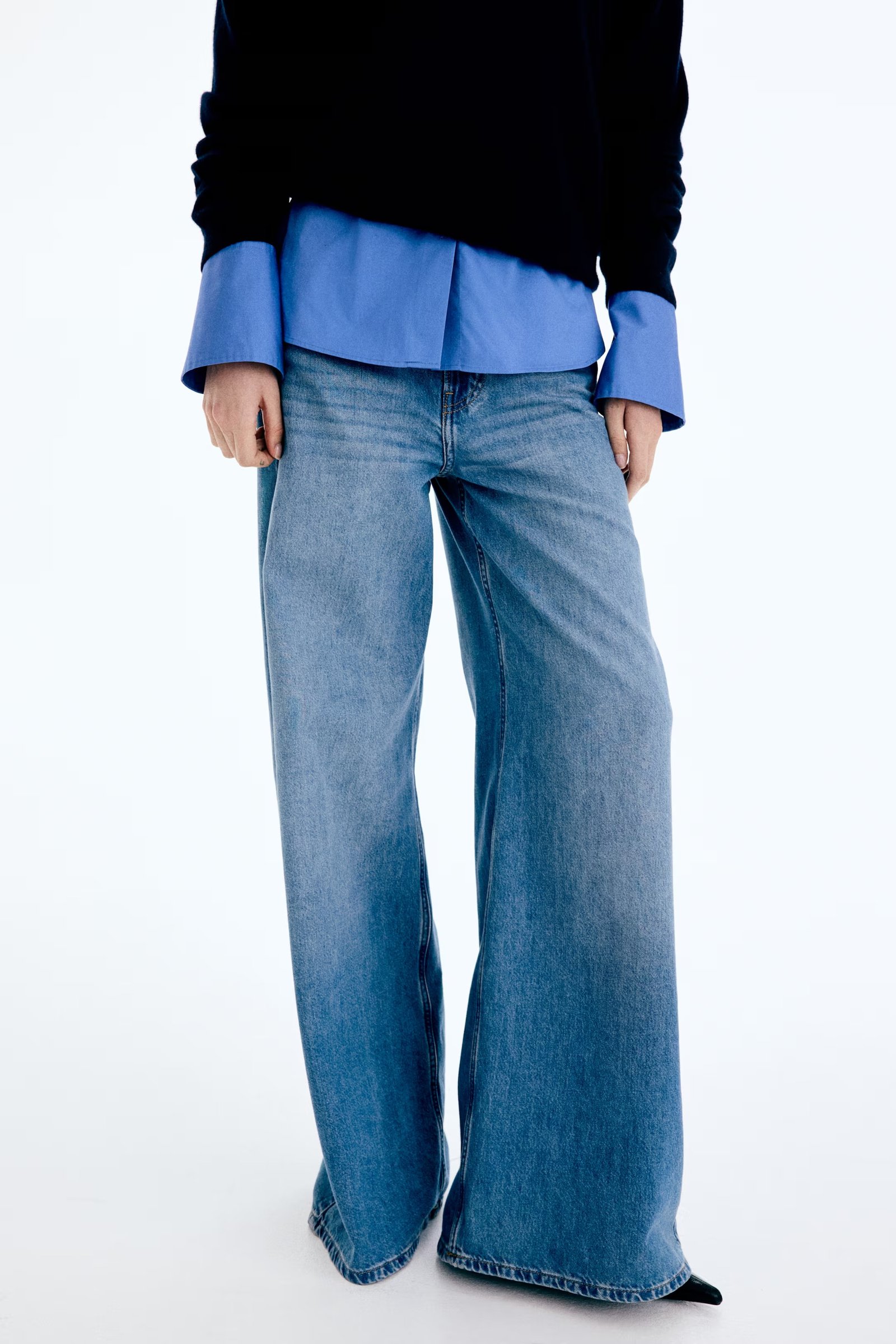 h&m, Wide High Waist Jeans