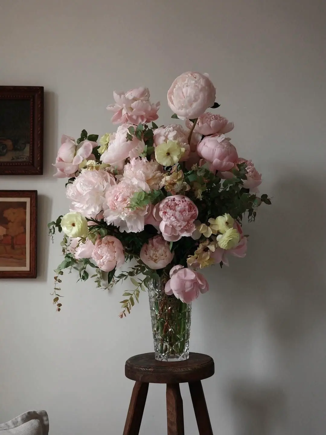Peony Flower Arrangement on Stool