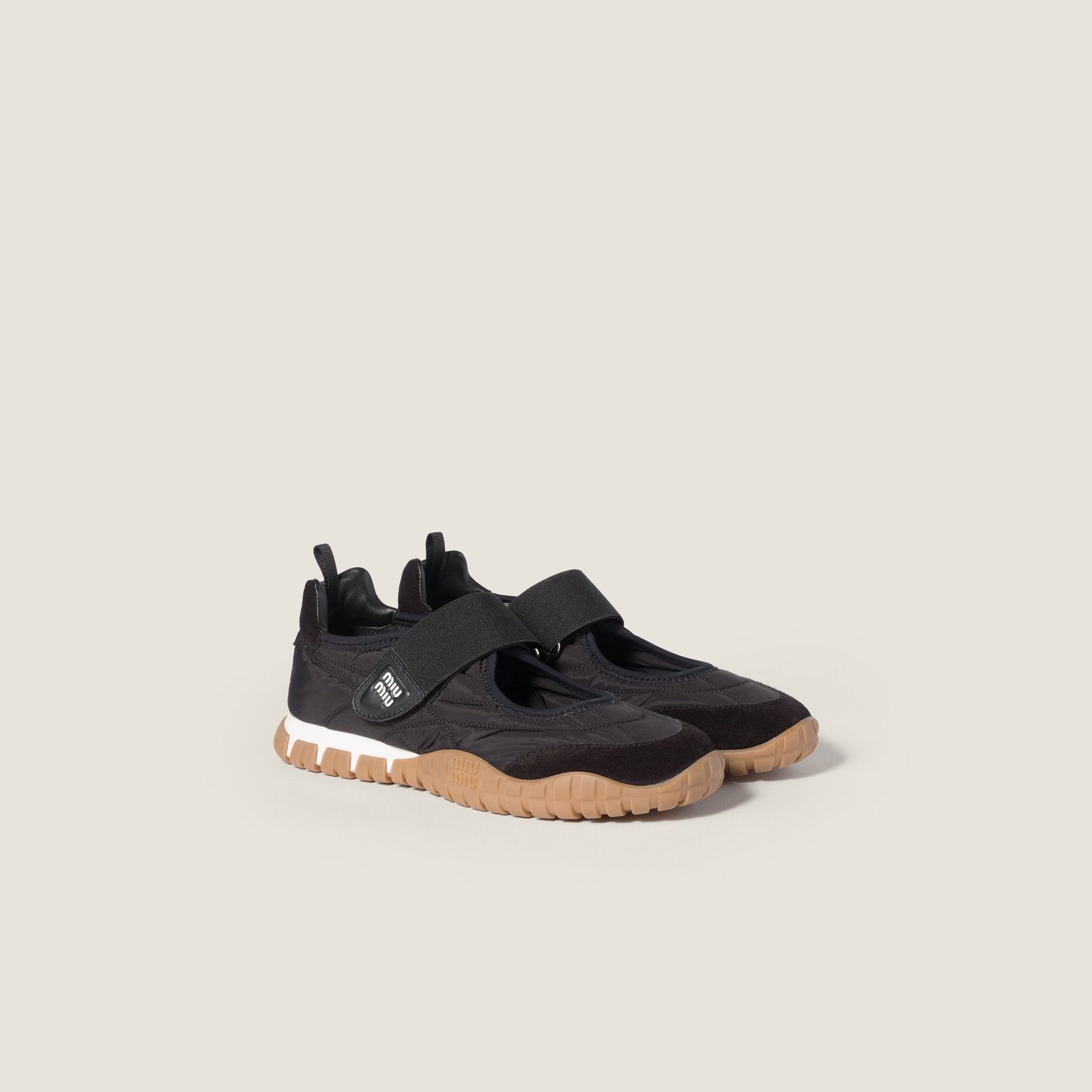 Tyre Technical Fabric and Suede Ballerinas