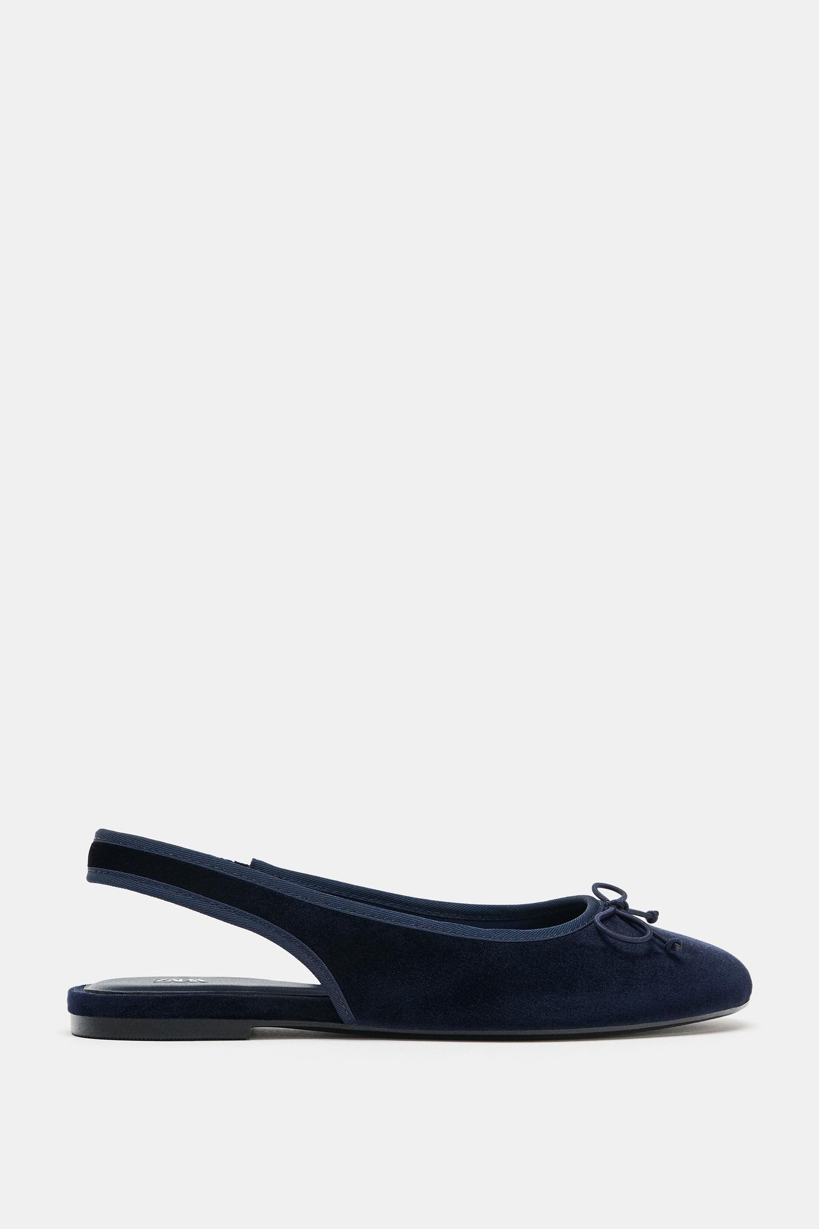 Velvet Effect Slingback Ballet Flats