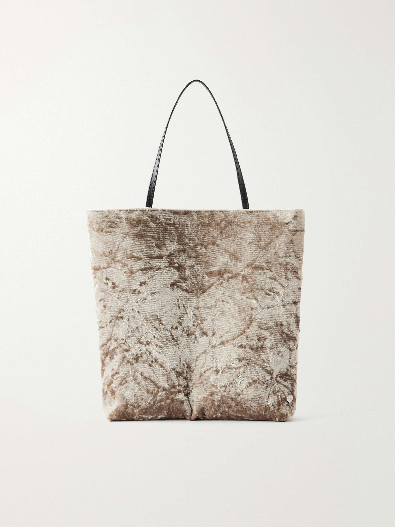 Thea Leather-Trimmed Crushed-Velvet Tote Bag