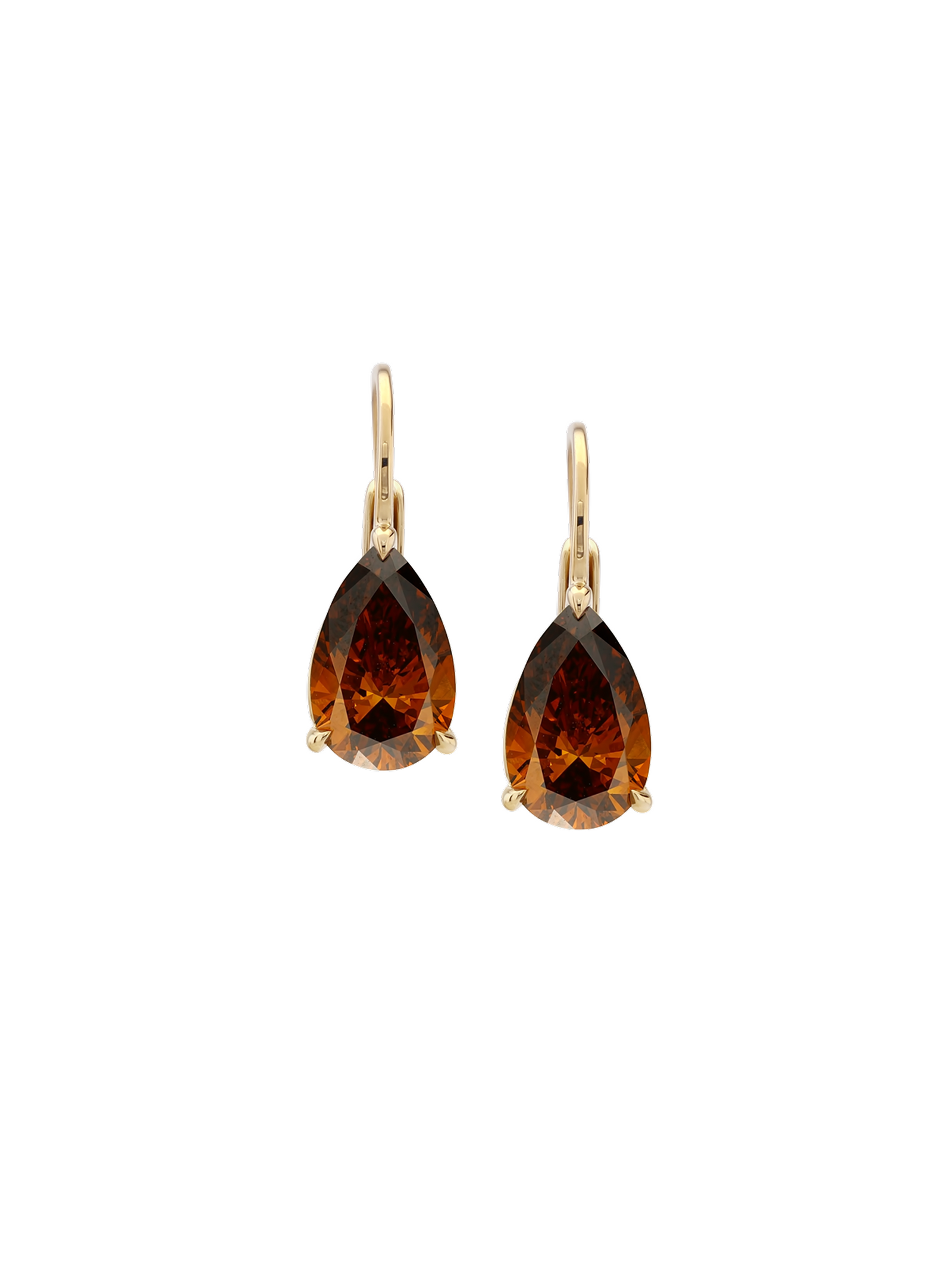 14k Alienor Pear-Cut Earrings in Cognac Lab Diamond, 14k Yellow Gold